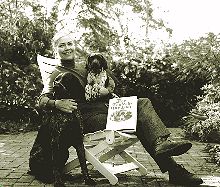 Georgina with Book and Dogs